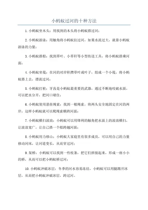 小蚂蚁过河的十种方法