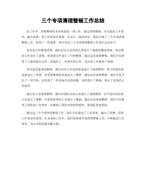 三个专项清理整顿工作总结