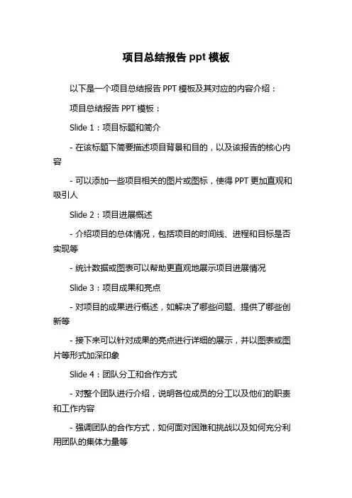 项目总结报告ppt模板