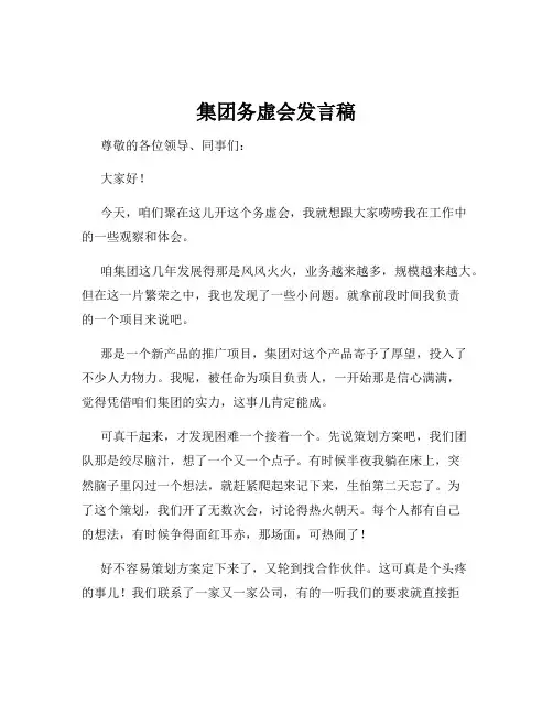 集团务虚会发言稿
