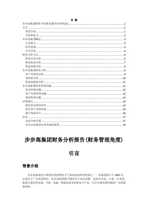 步步高集团财务分析报告(财务管理角度)