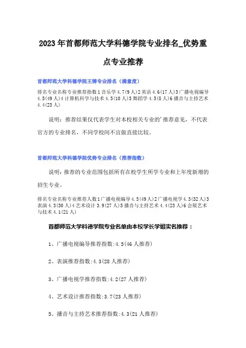 2023年首都师范大学科德学院专业排名_优势重点专业推荐