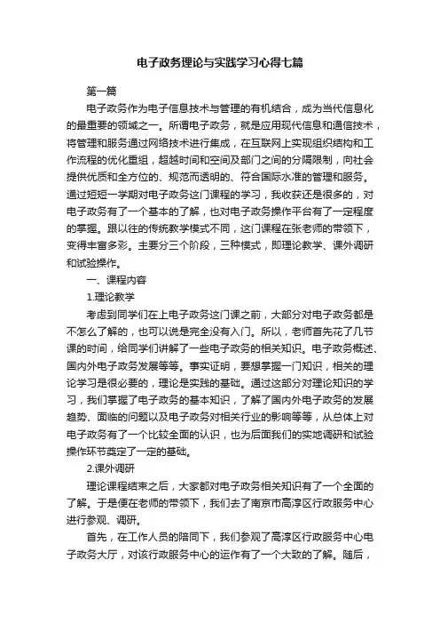 电子政务理论与实践学习心得七篇