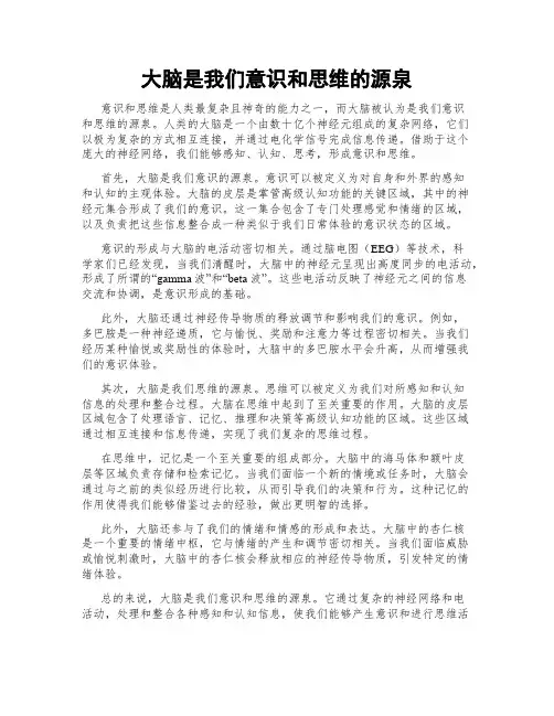 大脑是我们意识和思维的源泉