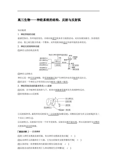 高三生物——神经系统的结构、反射与反射弧