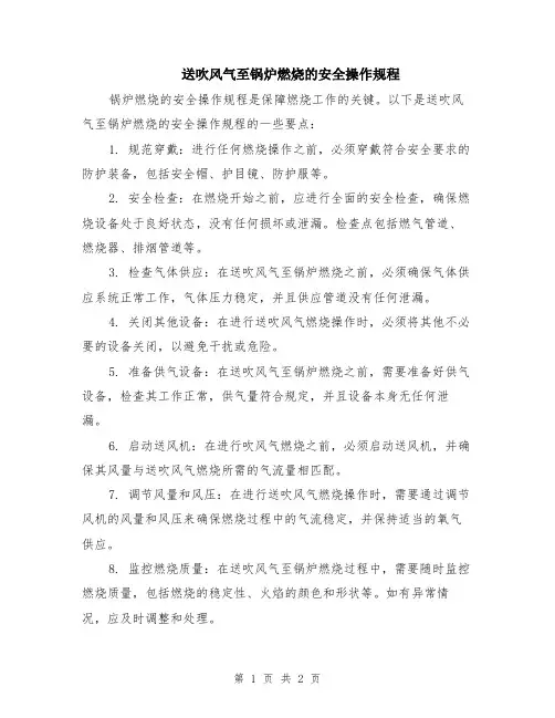 送吹风气至锅炉燃烧的安全操作规程