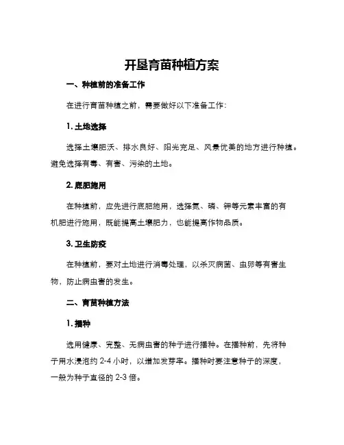开垦育苗种植方案