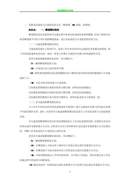 实际进度与计划进度的比较方法