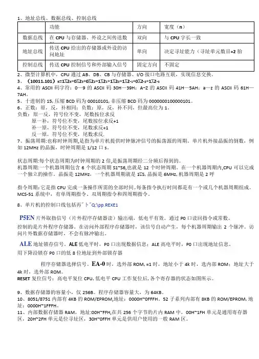 微机原理-单片机知识点整理