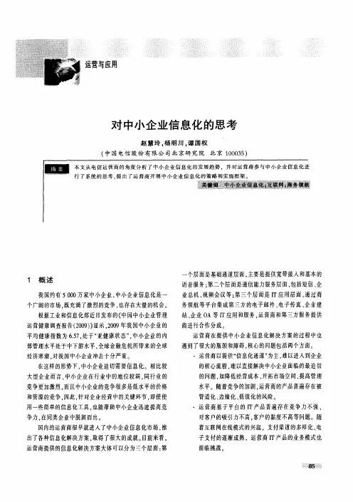对中小企业信息化的思考