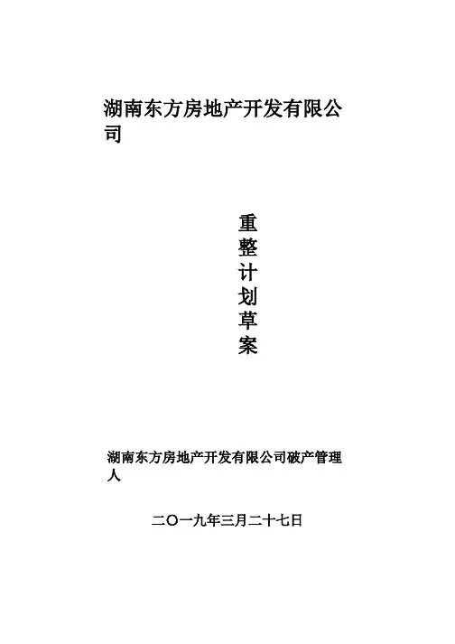 湖南东方房地产公司重整计划草案