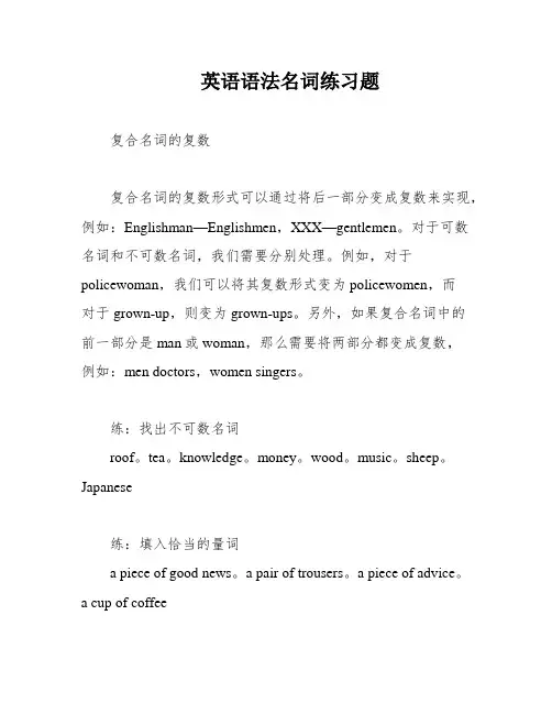 英语语法名词练习题