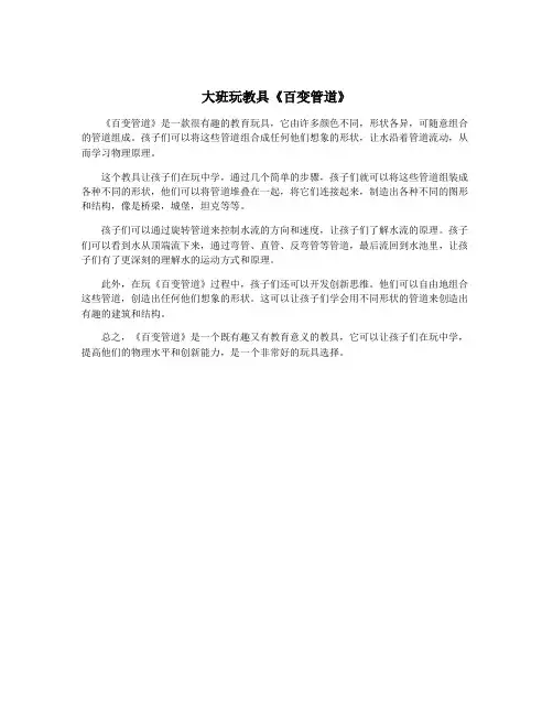 大班玩教具《百变管道》