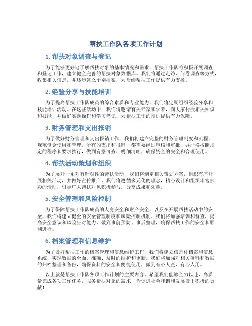 帮扶工作队各项工作计划