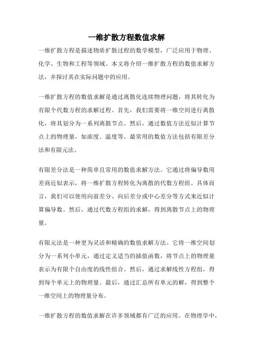 一维扩散方程数值求解