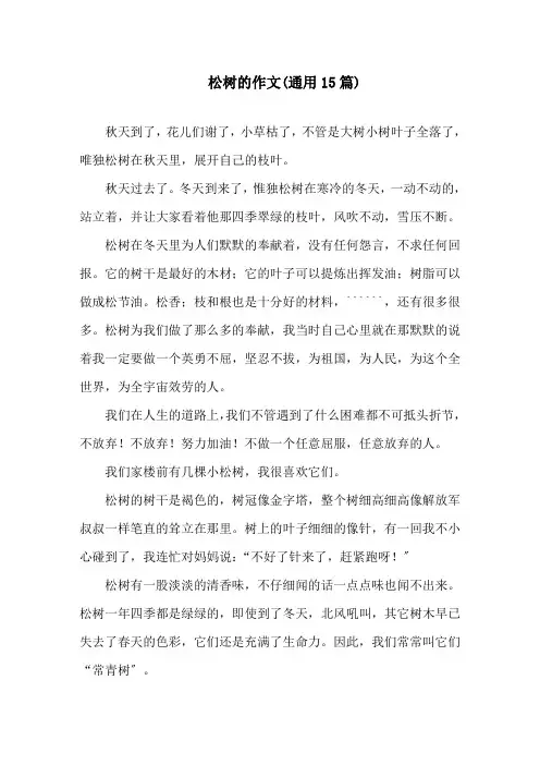 松树的作文(通用15篇)精选