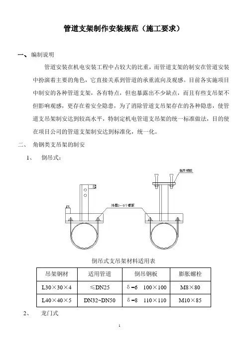 管道支架制作安装规范(施工要求)