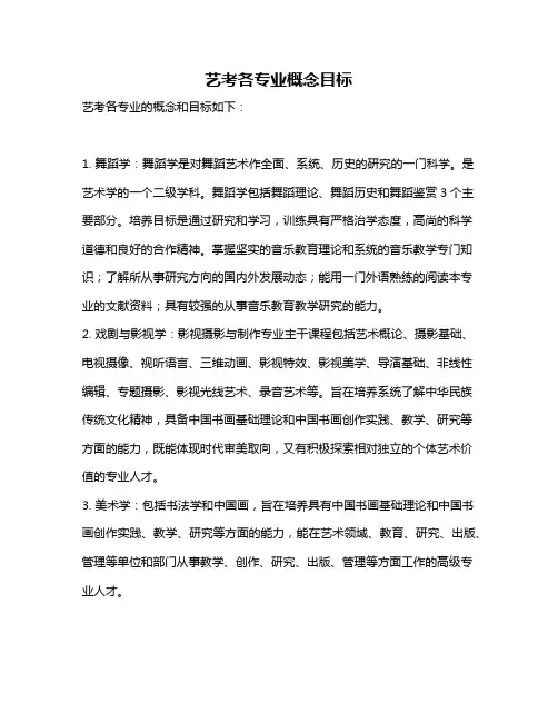 艺考各专业概念目标