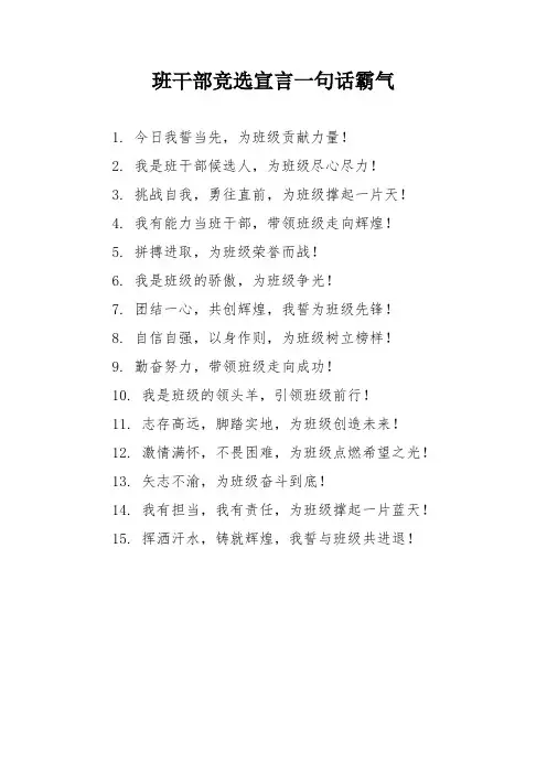 班干部竞选宣言一句话霸气