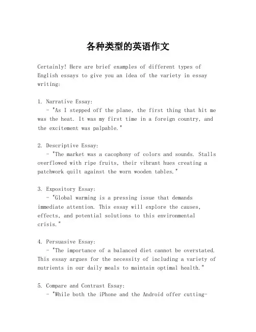各种类型的英语作文