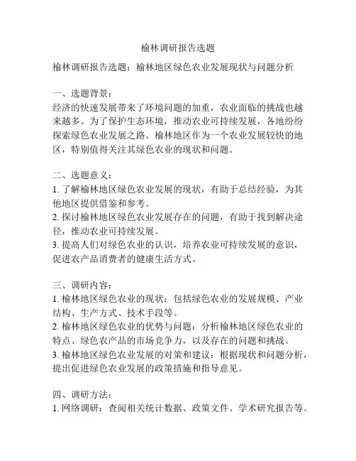 榆林调研报告选题