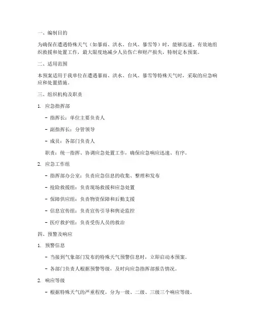 特殊天气专项应急预案