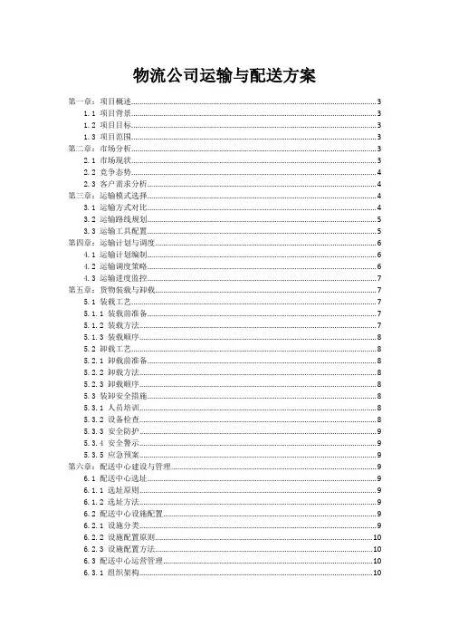 物流公司运输与配送方案