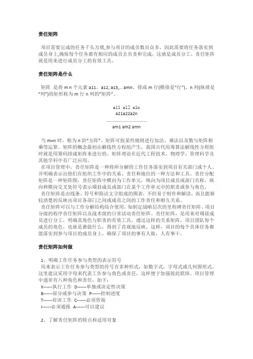 项目管理责任矩阵