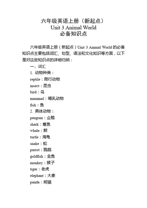 六年级英语上册(新起点)Unit 3必备知识点