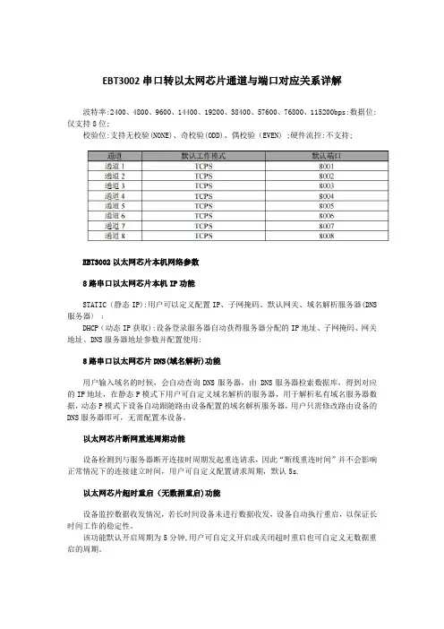 EBT3002串口转以太网芯片通道与端口对应关系详解