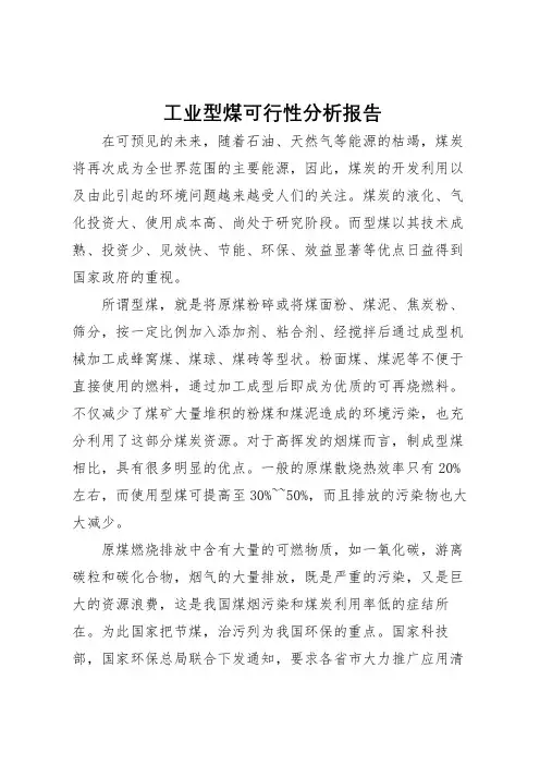 2022年工业型煤可行性分析报告 