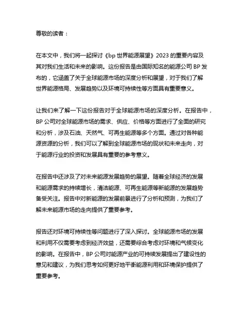 《bp世界能源展望》2023引用格式
