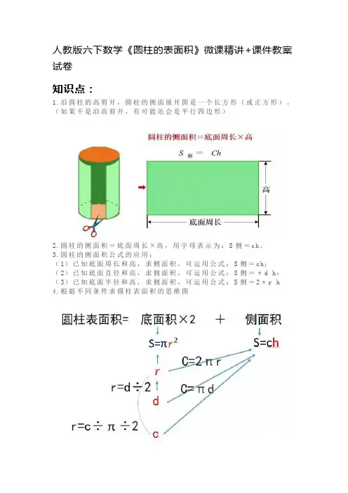 人教版六下数学《圆柱的表面积》微课精讲+课件教案试卷