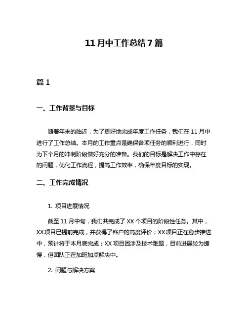 11月中工作总结7篇