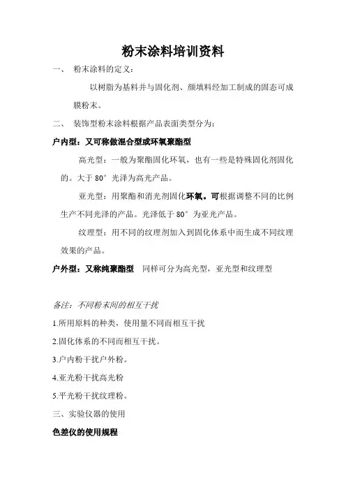 粉末涂料培训资料
