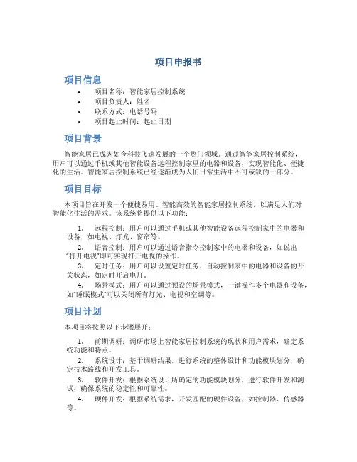 项目申报的格式