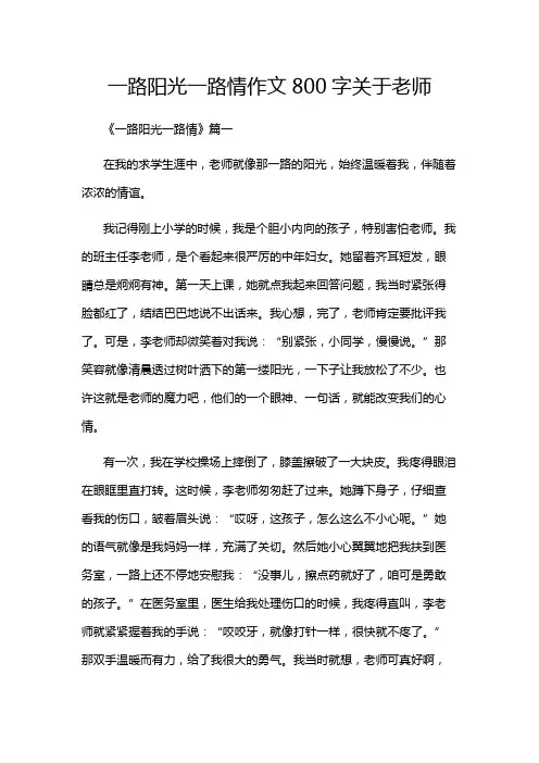 一路阳光一路情作文800字关于老师