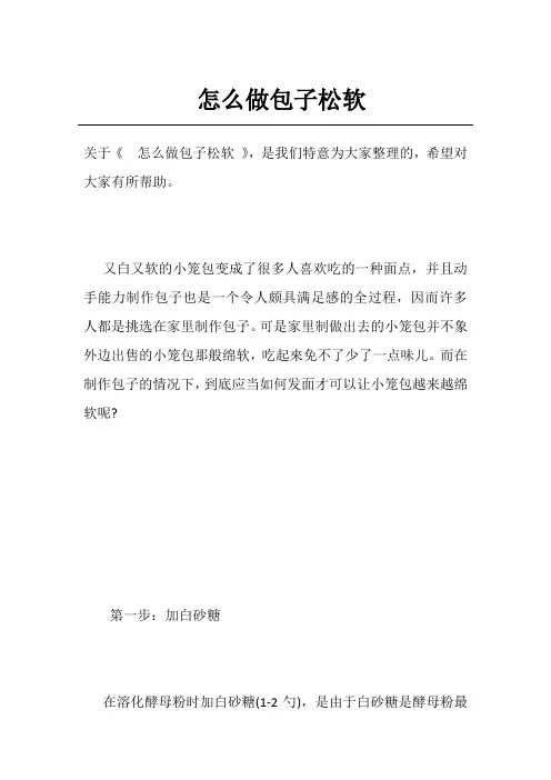 怎么做包子松软