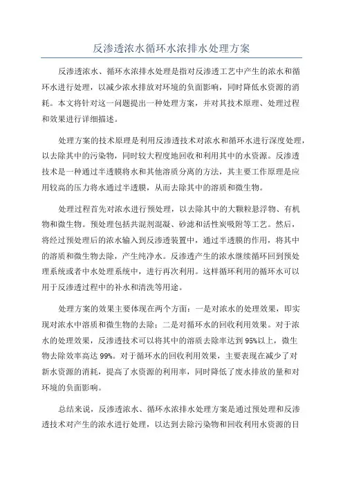 反渗透浓水循环水浓排水处理方案