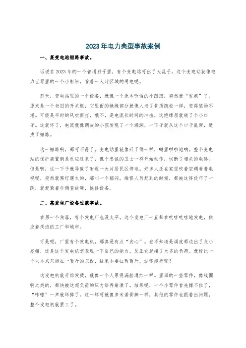 2023年电力典型事故案例