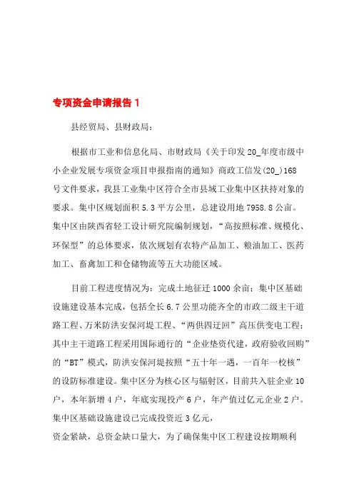 2022专项资金申请报告12篇