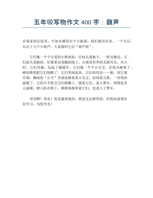 五年级写物作文400字：葫芦