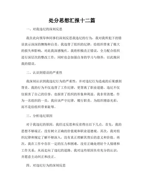 处分思想汇报十二篇