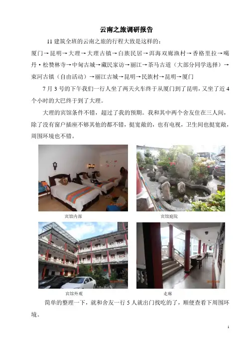云南之旅调研报告