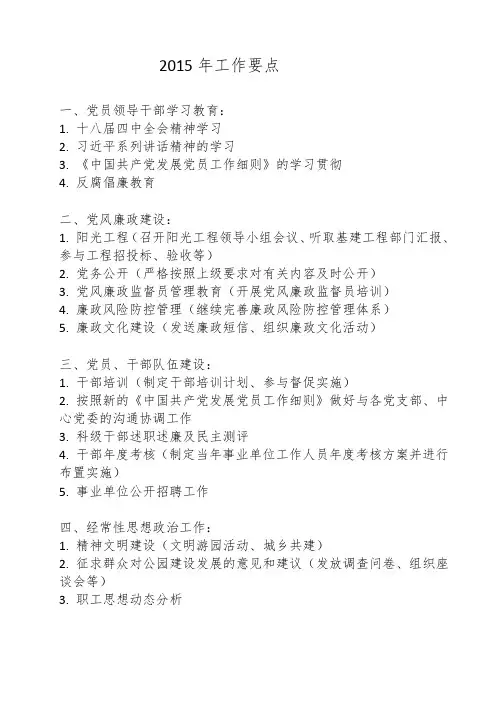 2015年工作要点