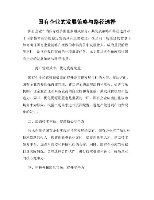 国有企业的发展策略与路径选择