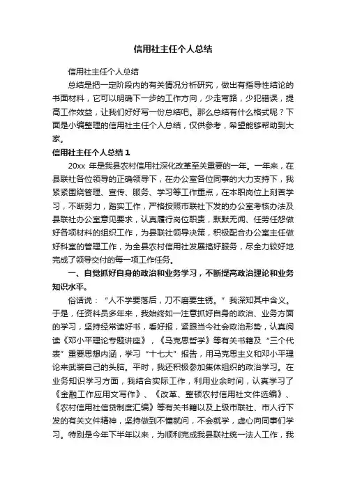 信用社主任个人总结