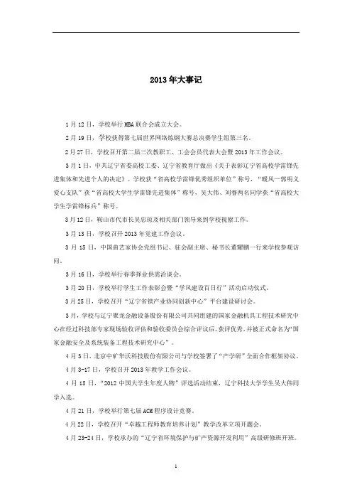 2013年大事记