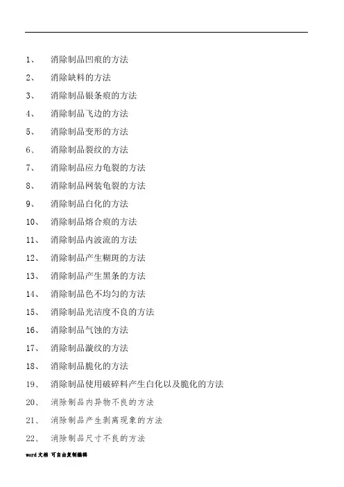 塑料模具常见问题及解决方法