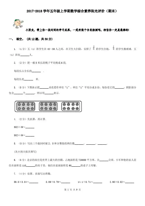 2017-2018学年五年级上学期数学综合素养阳光评价(期末)